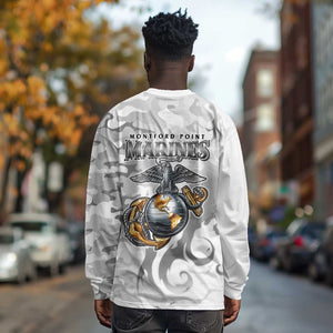 Montford Point Marines Long Sleeve Shirt Flame Fire Military White Camo