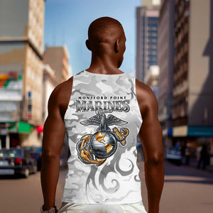 Montford Point Marines Men Tank Top Flame Fire Military White Camo