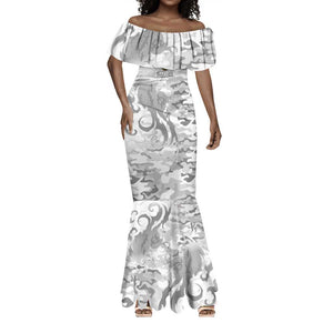 Montford Point Marines Mermaid Dress Flame Fire Military White Camo