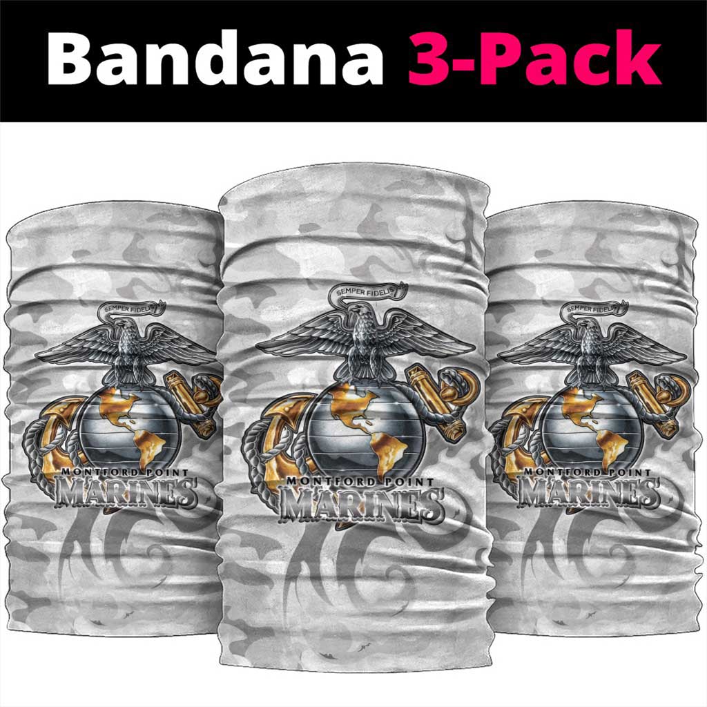 Montford Point Marines Neck Gaiter Flame Fire Military White Camo