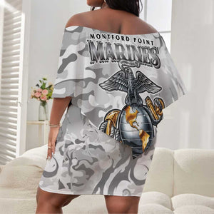 Montford Point Marines Off Shoulder Short Dress Flame Fire Military White Camo