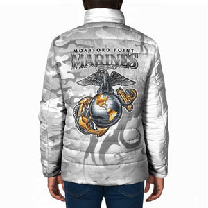 Montford Point Marines Padded Jacket Flame Fire Military White Camo