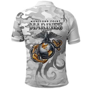 Montford Point Marines Polo Shirt Flame Fire Military White Camo
