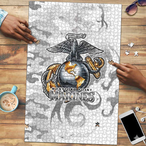 Montford Point Marines Puzzle Flame Fire Military White Camo
