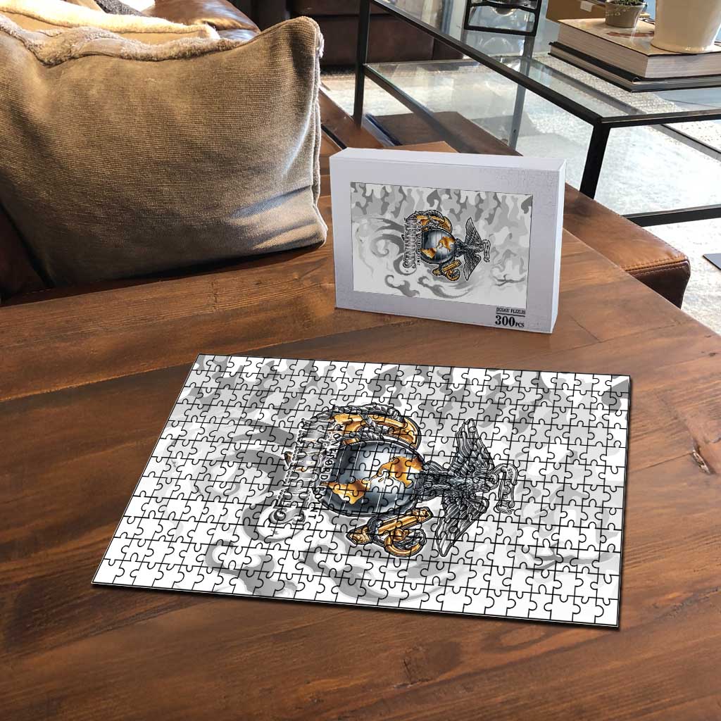 Montford Point Marines Puzzle Flame Fire Military White Camo