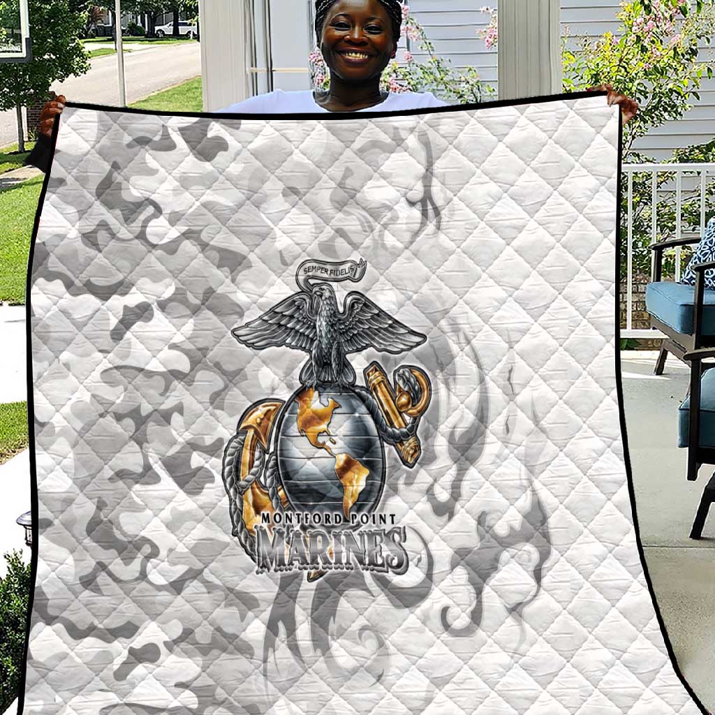 Montford Point Marines Quilt Flame Fire Military White Camo