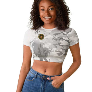 Montford Point Marines Raglan Cropped T shirt Flame Fire Military White Camo
