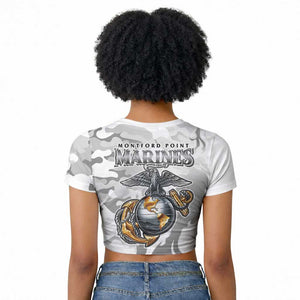 Montford Point Marines Raglan Cropped T shirt Flame Fire Military White Camo