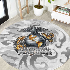 Montford Point Marines Round Carpet Flame Fire Military White Camo