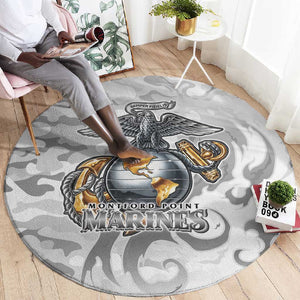 Montford Point Marines Round Carpet Flame Fire Military White Camo