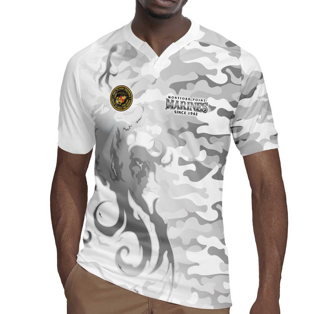 Montford Point Marines Rugby Jersey Flame Fire Military White Camo
