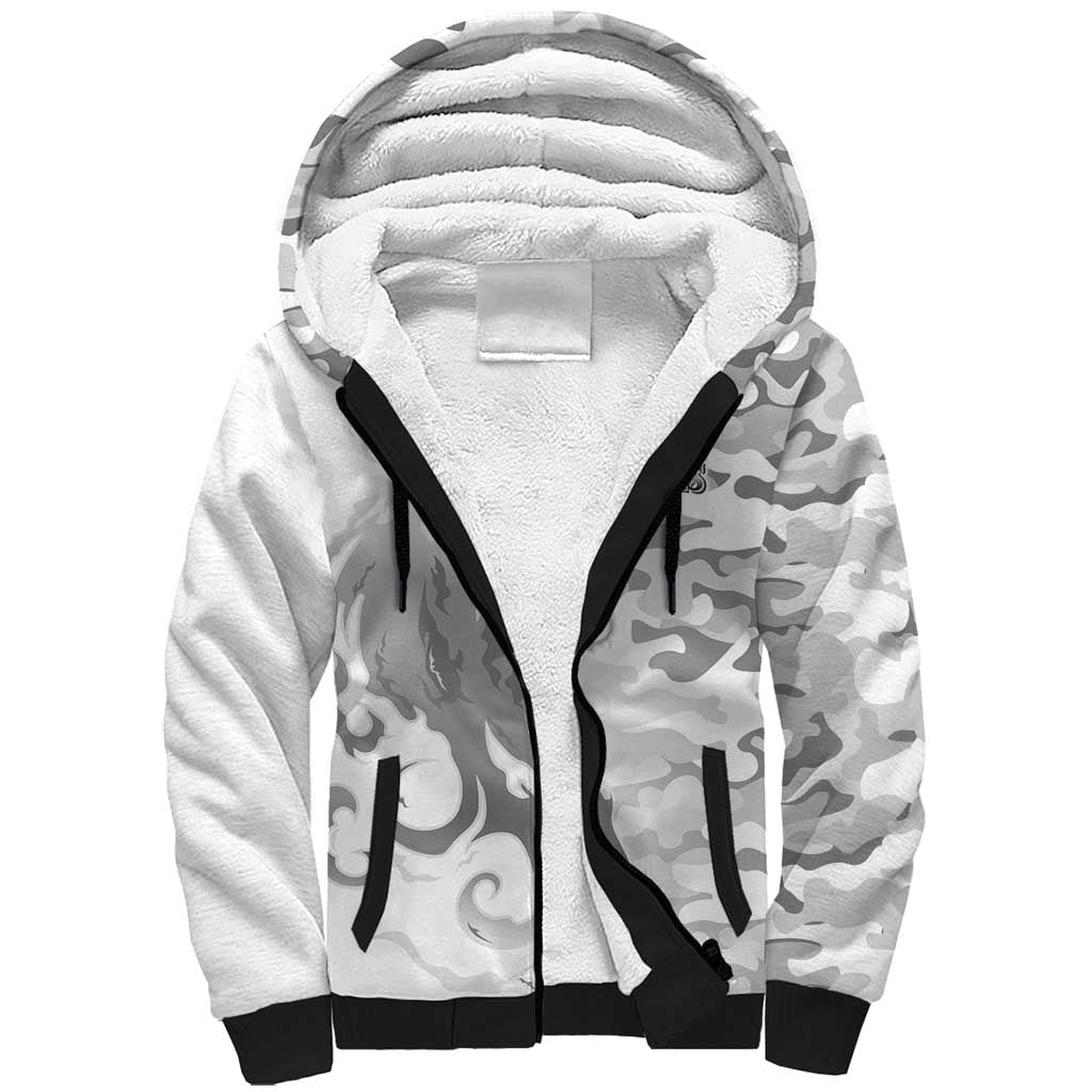 Montford Point Marines Sherpa Hoodie Flame Fire Military White Camo