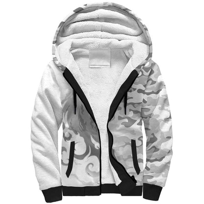 Montford Point Marines Sherpa Hoodie Flame Fire Military White Camo