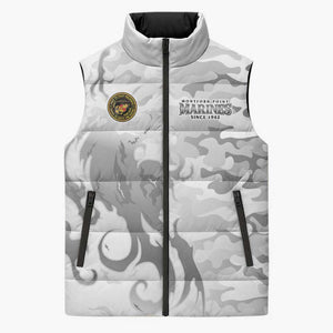 Montford Point Marines Sleeveless Puffer Jacket Flame Fire Military White Camo