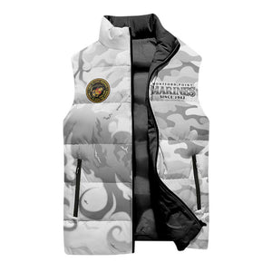Montford Point Marines Sleeveless Puffer Jacket Flame Fire Military White Camo