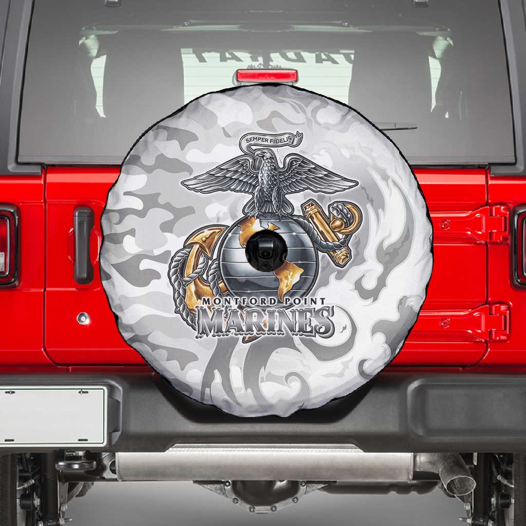 Montford Point Marines Spare Tire Cover Flame Fire Military White Camo