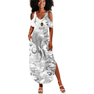 Montford Point Marines Summer Maxi Dress Flame Fire Military White Camo