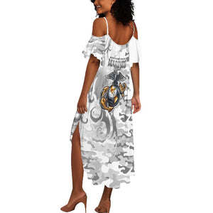 Montford Point Marines Summer Maxi Dress Flame Fire Military White Camo
