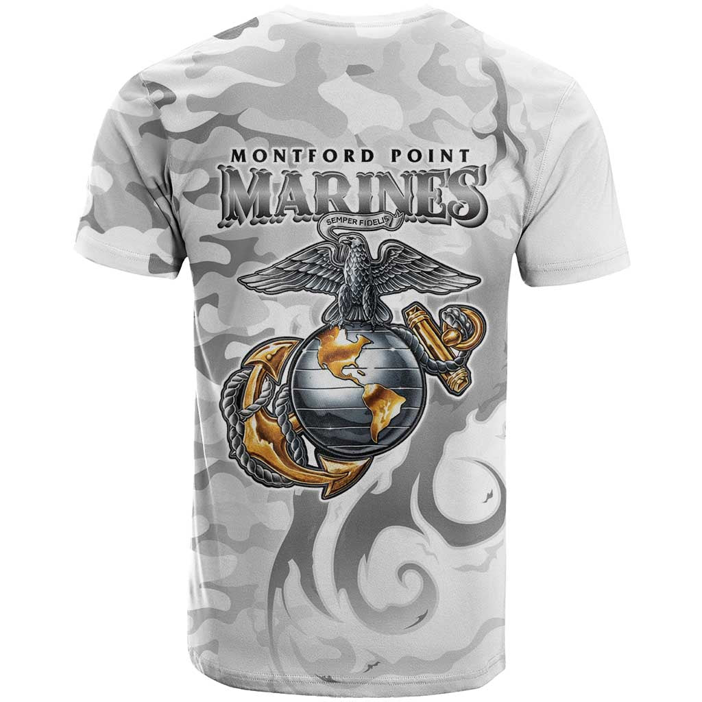 Montford Point Marines T shirt Flame Fire Military White Camo