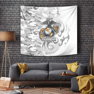 Montford Point Marines Tapestry Flame Fire Military White Camo