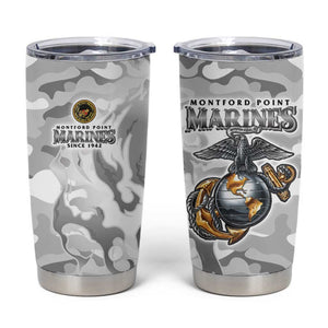 Montford Point Marines Tumbler Cup Flame Fire Military White Camo