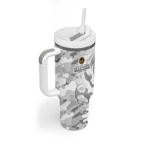 Montford Point Marines Tumbler With Handle Flame Fire Military White Camo