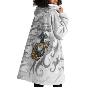 Montford Point Marines Wearable Blanket Hoodie Flame Fire Military White Camo