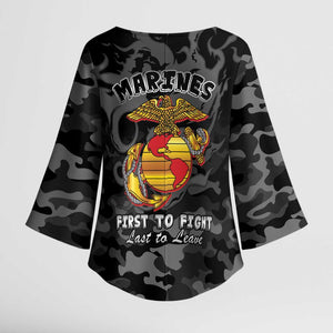 Montford Point Marines Kimono Sleeve Blouse First To Fight Last to Leave