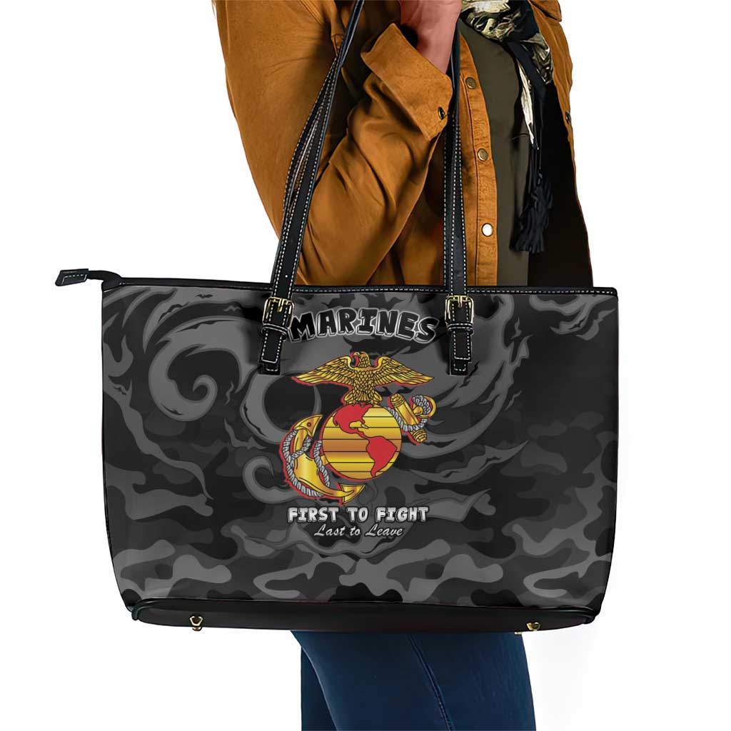 Montford Point Marines Leather Tote Bag First To Fight Last to Leave