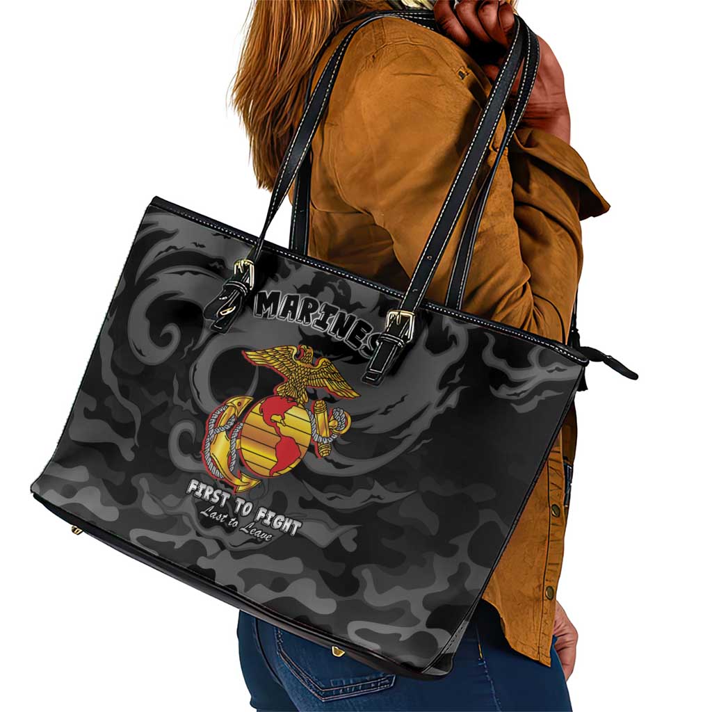 Montford Point Marines Leather Tote Bag First To Fight Last to Leave