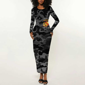 Montford Point Marines Long Sleeve Bodycon Dress First To Fight Last to Leave