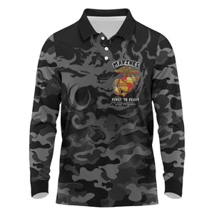 Montford Point Marines Long Sleeve Polo Shirt First To Fight Last to Leave