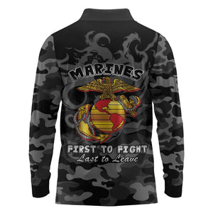 Montford Point Marines Long Sleeve Polo Shirt First To Fight Last to Leave