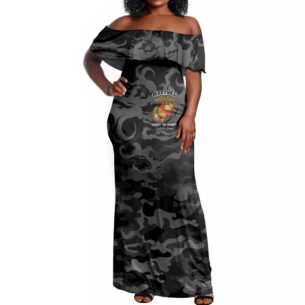 Montford Point Marines Off Shoulder Maxi Dress First To Fight Last to Leave