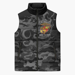 Montford Point Marines Sleeveless Puffer Jacket First To Fight Last to Leave
