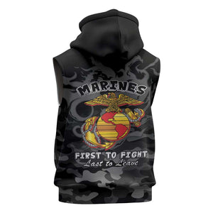 Montford Point Marines Sleeveless Zip Hoodie First To Fight Last to Leave