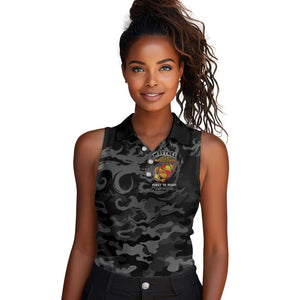 Montford Point Marines Women Sleeveless Polo Shirt First To Fight Last to Leave