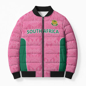 Pink South Africa Cricket Custom Bomber Puffer Jacket African King Proteas Be Way Pink