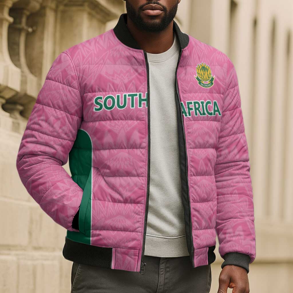 Pink South Africa Cricket Custom Bomber Puffer Jacket African King Proteas Be Way Pink