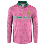Pink South Africa Cricket Custom Button Sweatshirt African King Proteas Be Way Pink