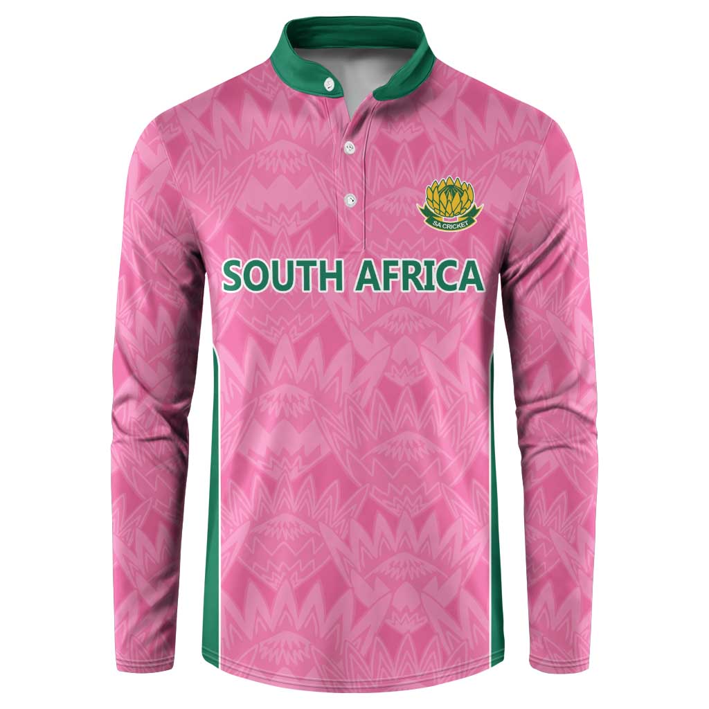 Pink South Africa Cricket Custom Button Sweatshirt African King Proteas Be Way Pink