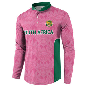 Pink South Africa Cricket Custom Button Sweatshirt African King Proteas Be Way Pink