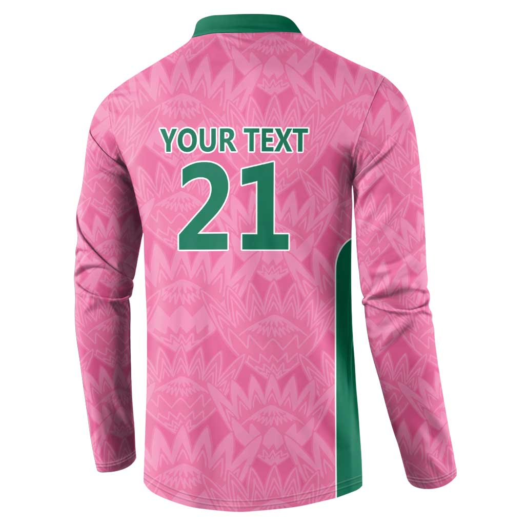 Pink South Africa Cricket Custom Button Sweatshirt African King Proteas Be Way Pink
