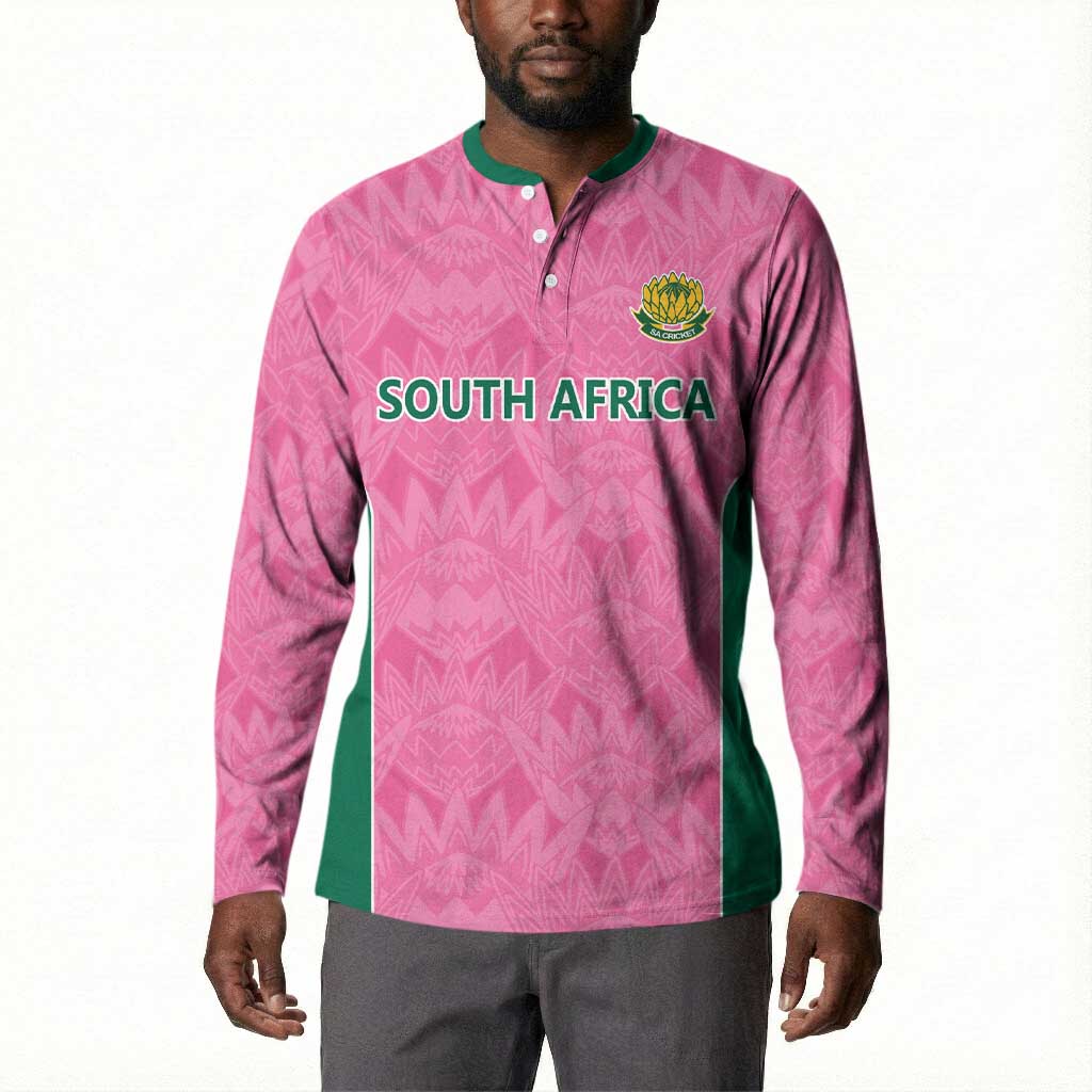 Pink South Africa Cricket Custom Button Sweatshirt African King Proteas Be Way Pink