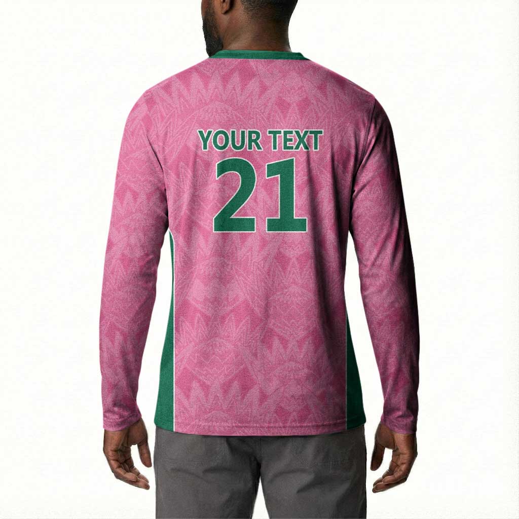 Pink South Africa Cricket Custom Button Sweatshirt African King Proteas Be Way Pink