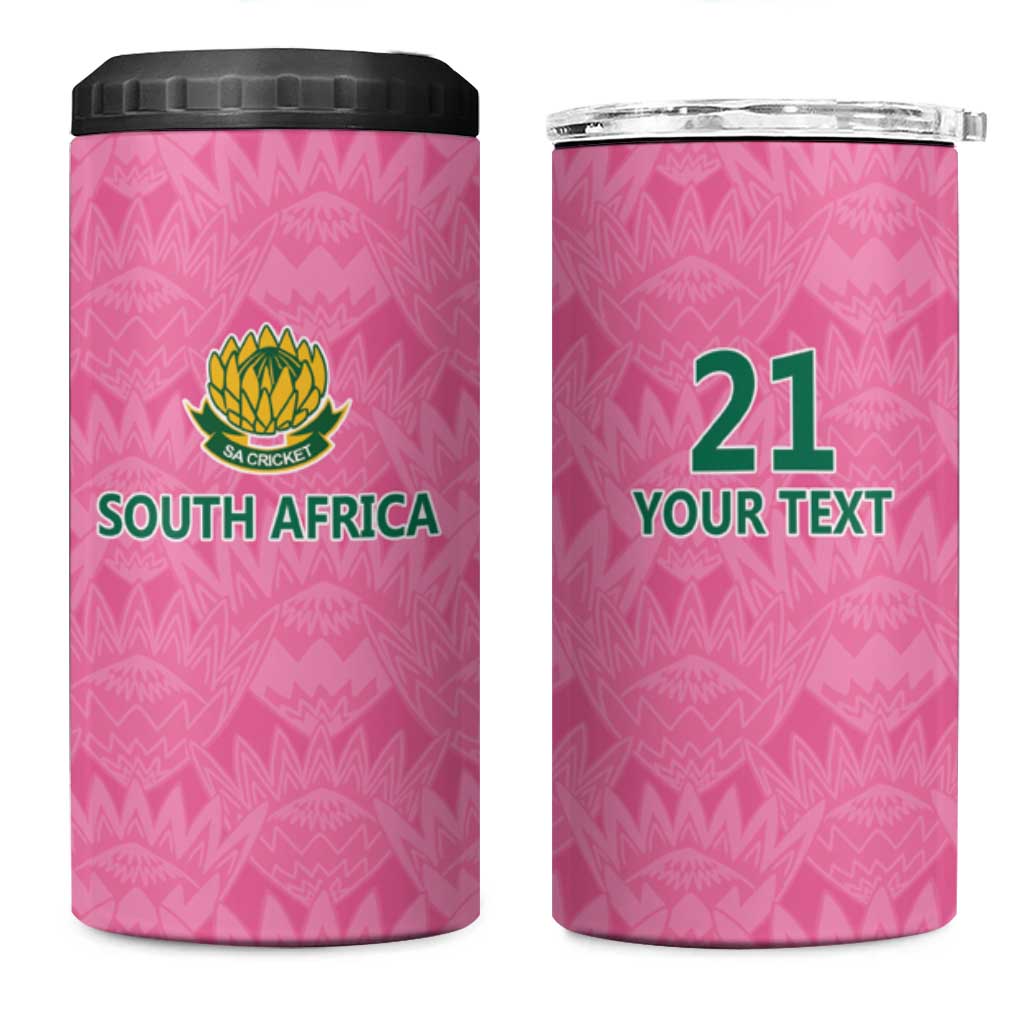 Pink South Africa Cricket Custom 4 in 1 Can Cooler Tumbler African King Proteas Be Way Pink