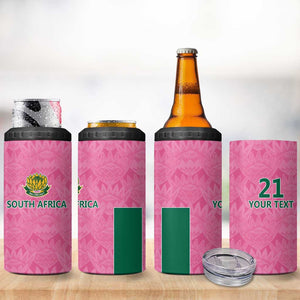 Pink South Africa Cricket Custom 4 in 1 Can Cooler Tumbler African King Proteas Be Way Pink