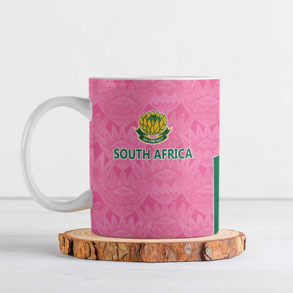 Pink South Africa Cricket Custom Ceramic Mug African King Proteas Be Way Pink