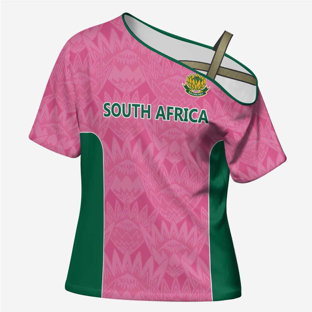 Pink South Africa Cricket Custom Cross Shoulder Shirt African King Proteas Be Way Pink