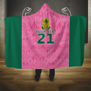 Pink South Africa Cricket Custom Hooded Blanket African King Proteas Be Way Pink